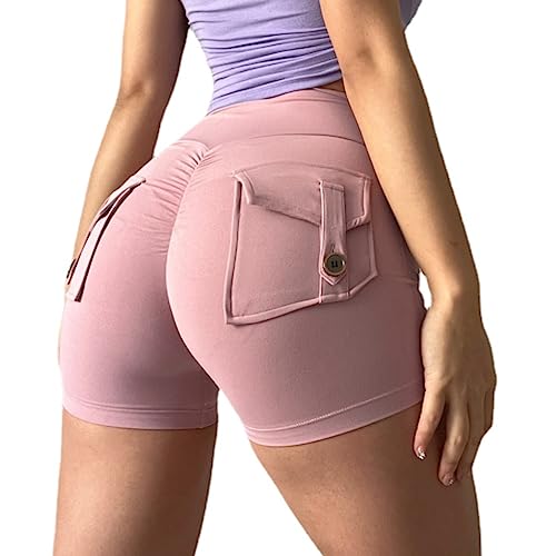 Pdxnyxx Aesthetic Workout Shorts Womens Aesthetic Yoga Shorts with Pockets for Women Athletic Shorts for Women (PinkXLX-Large)